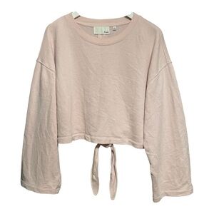 Wilfred Free Peachy Tan Crop Tie Open Back Sweatshirt  L